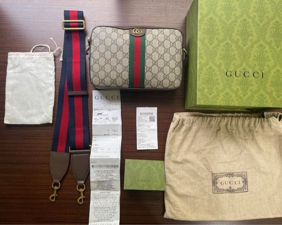 (已售出勿下單)近新閒置品_GUCCI OPHIDIA 綠紅綠 經典斜背包/相機包_台灣購證-4