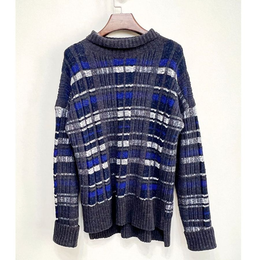 3.1 PHILLIP LIM 深藍小立領格紋毛呢毛衣 36/S/M-3