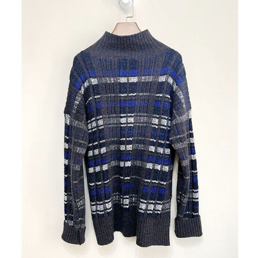 3.1 PHILLIP LIM 深藍小立領格紋毛呢毛衣 36/S/M-4