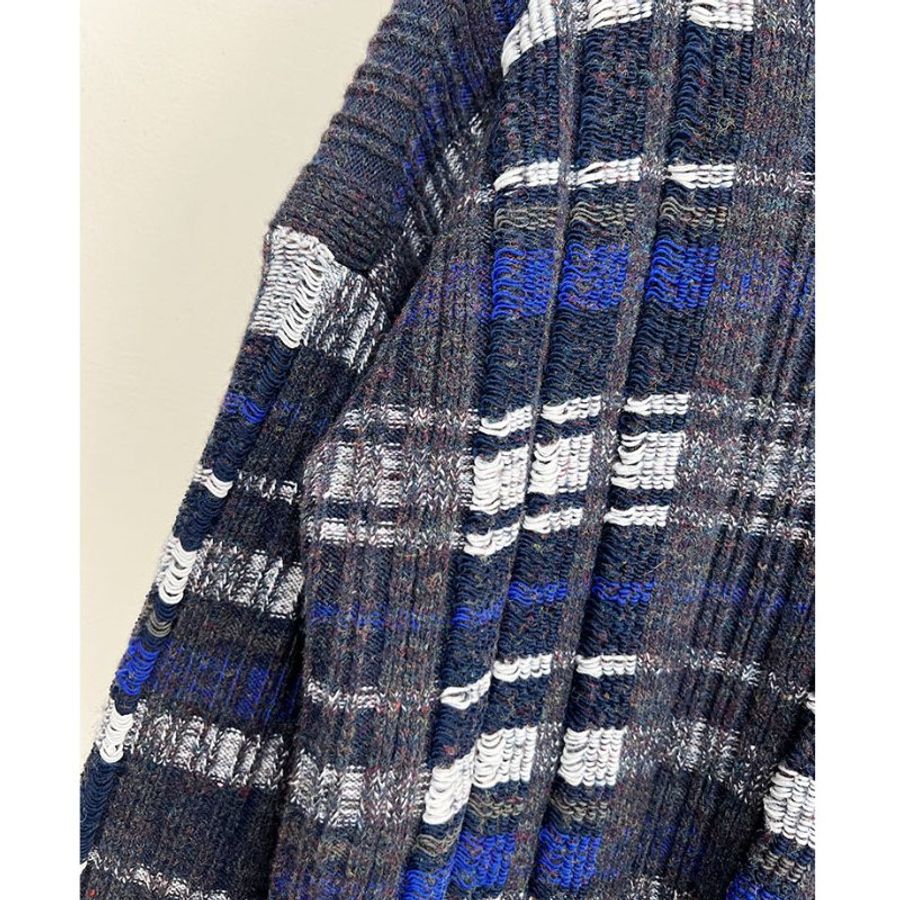 3.1 PHILLIP LIM 深藍小立領格紋毛呢毛衣 36/S/M-8