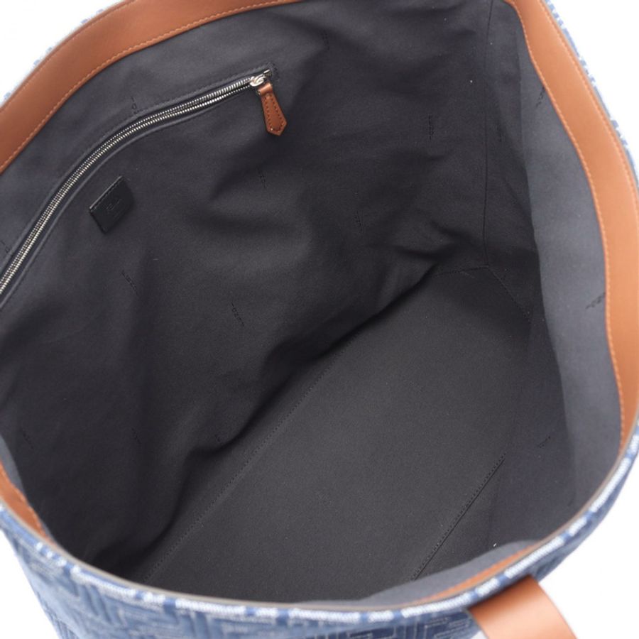 FENDI FF 購物中型托特肩背包 7VA657AUGOF1SCG 帆布皮革藍色-2