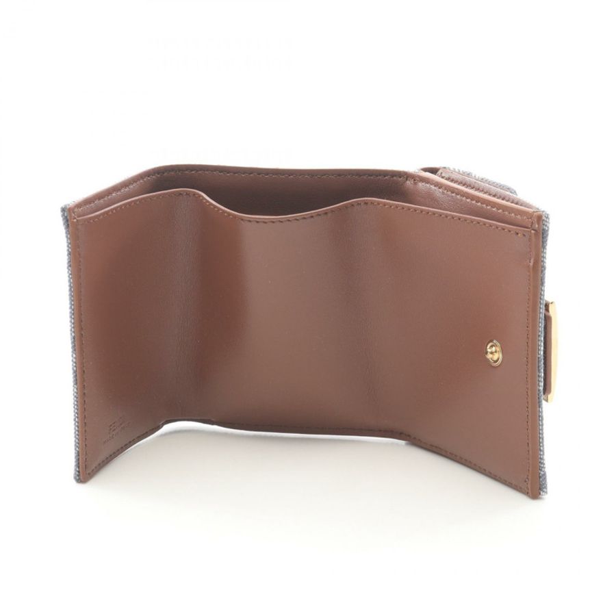 FENDI Baguette Zucca 三折迷你皮夾 8M0395AUT4F1SXQ 帆布淺藍色-2