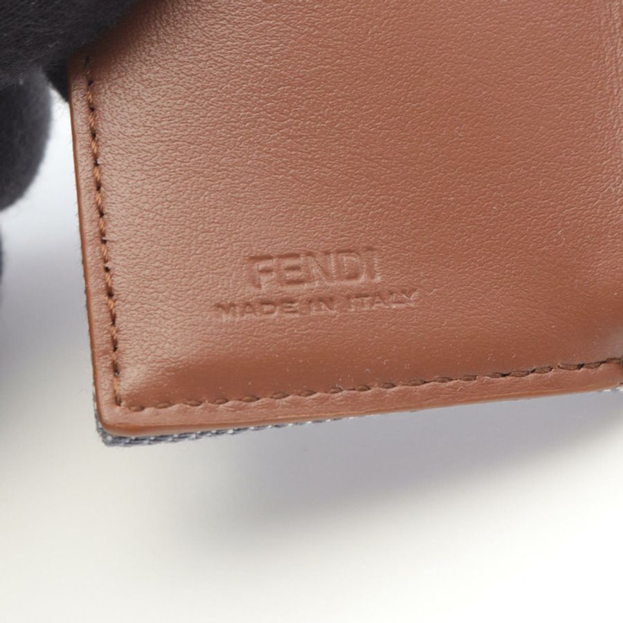 FENDI Baguette Zucca 三折迷你皮夾 8M0395AUT4F1SXQ 帆布淺藍色-3