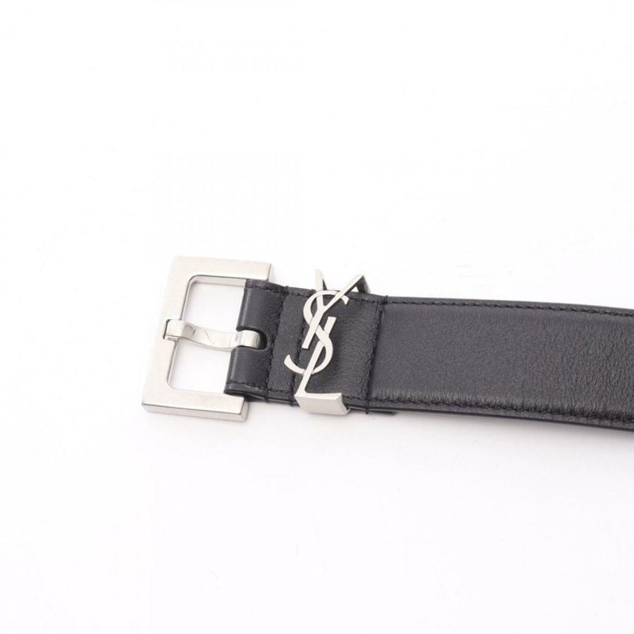 SAINT LAURENT PARIS Cassandra 腰帶 #75 634437B00OE100075 皮革 黑色 全新-1