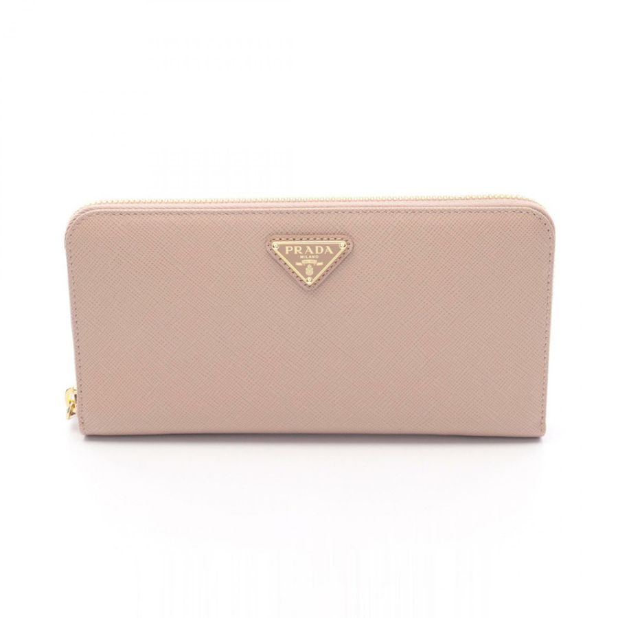 PRADA SAFFIANO TRIANG Around 長版皮夾 1ML506QHHF0236 皮革 粉紅色 全新-0