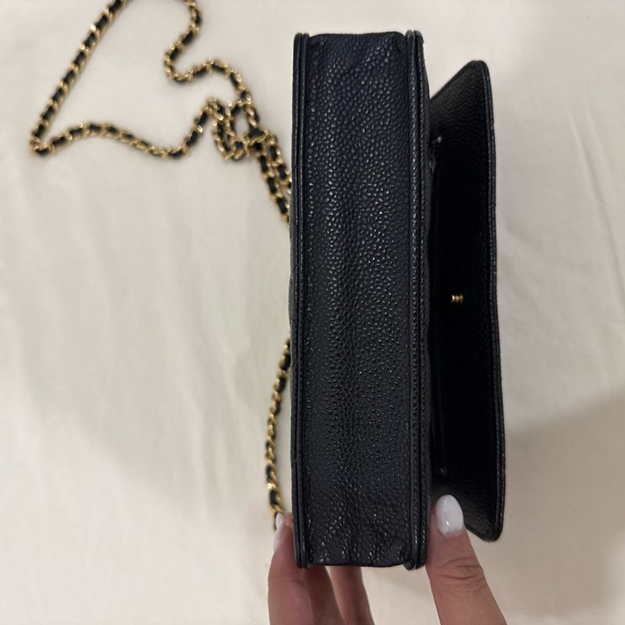 超耐用Chanel woc黑荔枝牛金釦-11