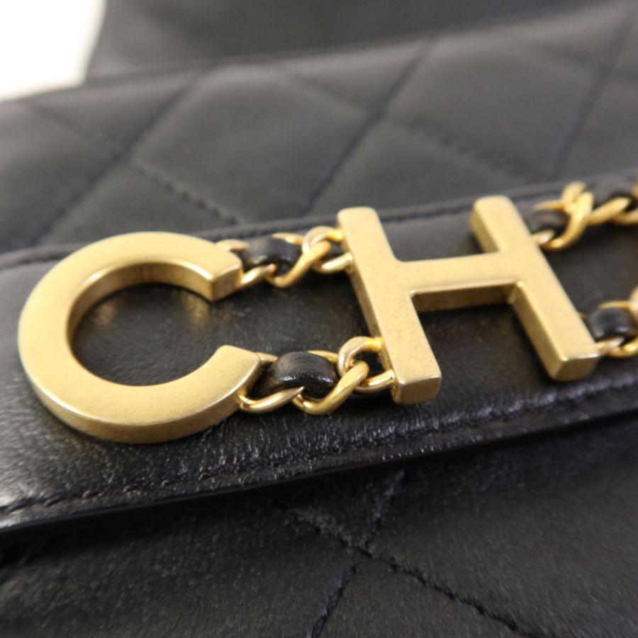 CHANEL 牛皮皮革Enchained Flap Bag金扣鏈帶肩背袋-12