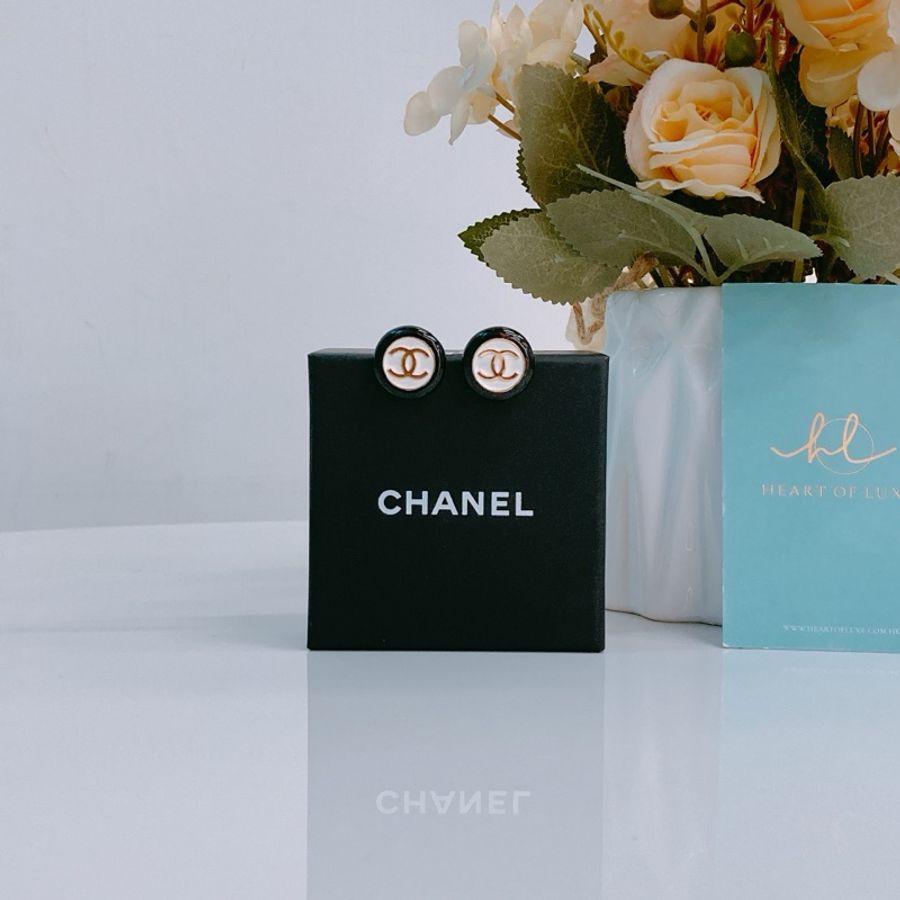 MS0343 Chanel 香奈兒 經典黑白拼色 CC Circle Black and White x GHW-0