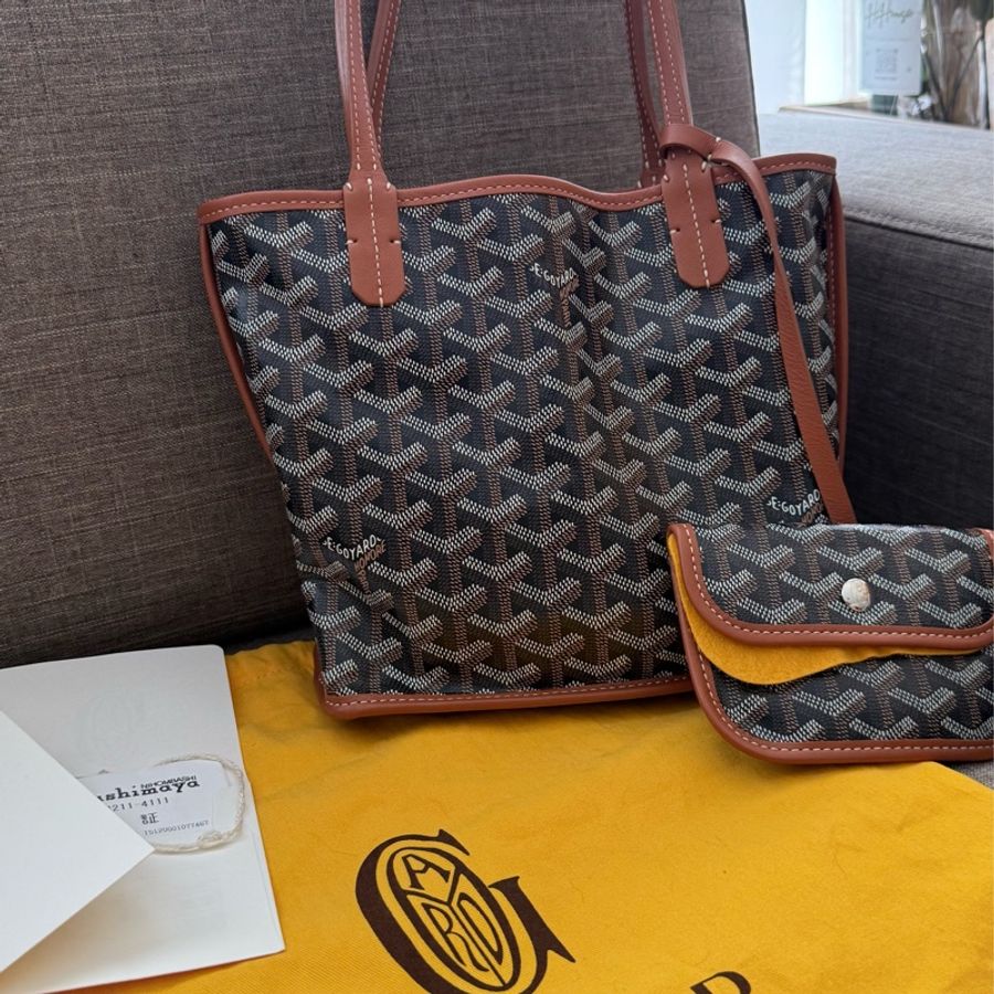 ✨【Goyard 】Anjou Mini tote bag 經典咖啡棕色(二手極新)-1