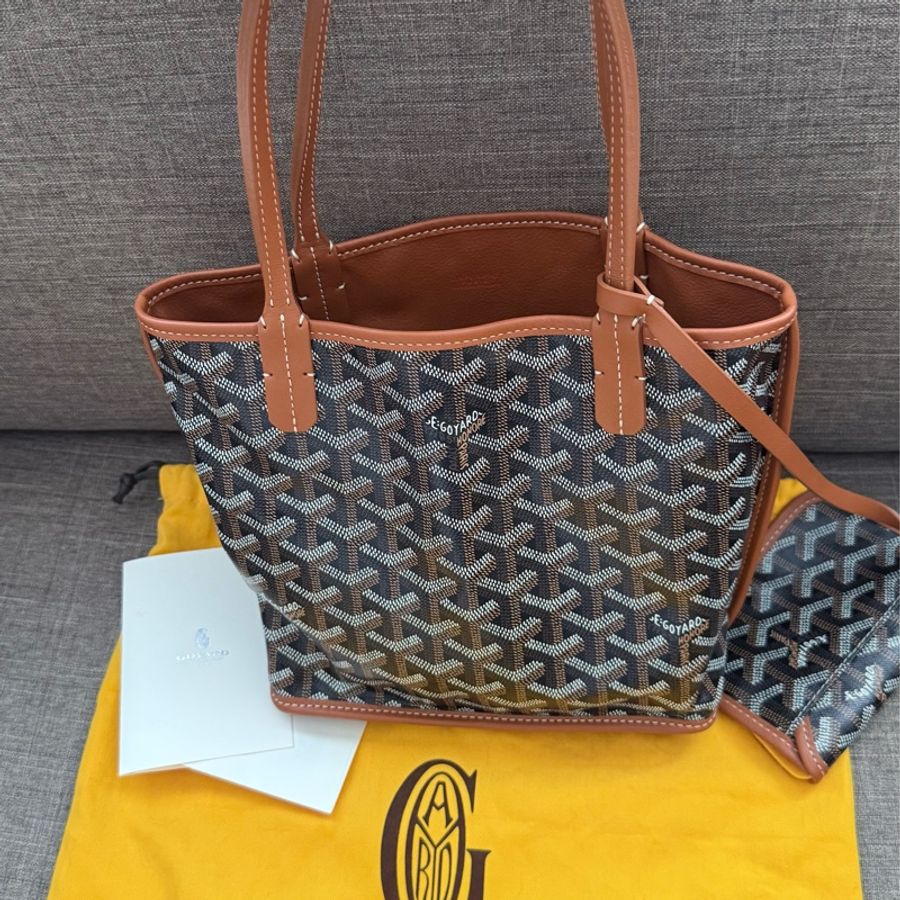 ✨【Goyard 】Anjou Mini tote bag 經典咖啡棕色(二手極新)-13