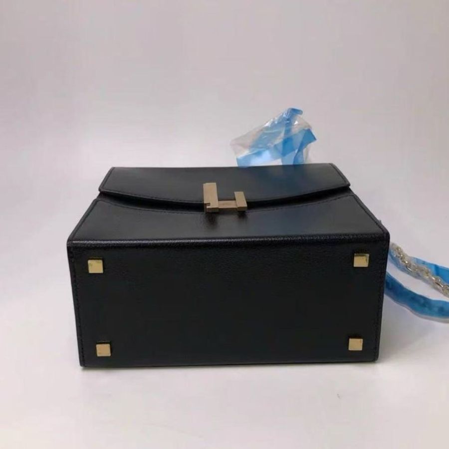 ✨HERMES 黑金 cinhetic秀款手提肩背斜背鏈條包18.5*18 99新 配件塵袋盒子購證-3
