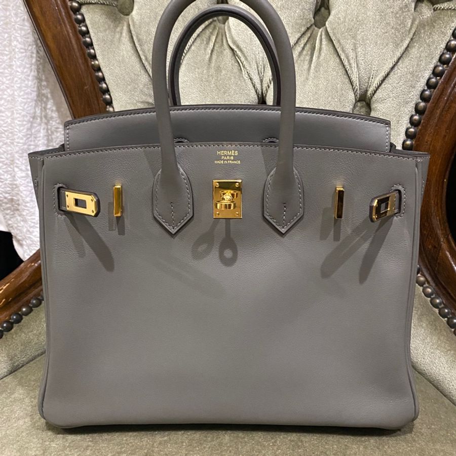 HERMES birkin 25 積雨雲灰 OL 金釦 B刻 2023年抱出-0