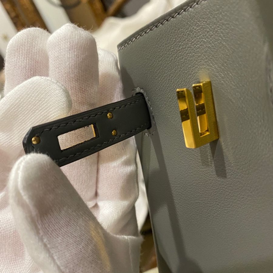 HERMES birkin 25 積雨雲灰 OL 金釦 B刻 2023年抱出-15