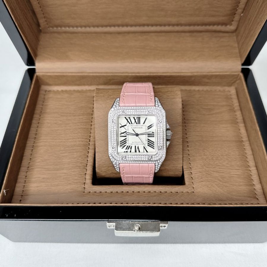Cartier 卡地亞 Santos 100山度士精鑲鑽錶-0