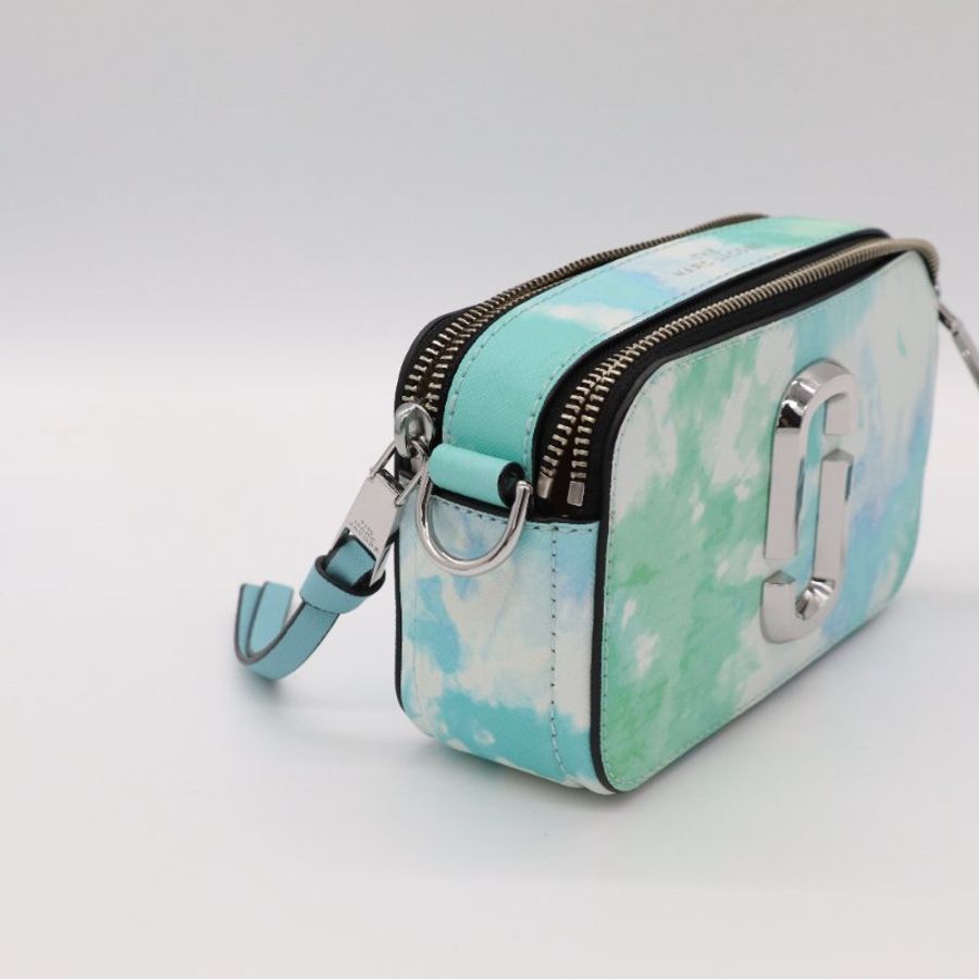 MARC JACOBS 漸變藍色水彩 金屬銀 Logo 皮革 斜挎包 相機包 斜背包-4