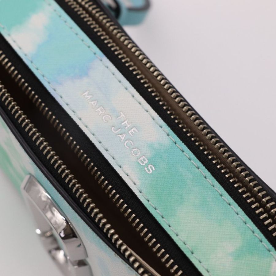 MARC JACOBS 漸變藍色水彩 金屬銀 Logo 皮革 斜挎包 相機包 斜背包-8