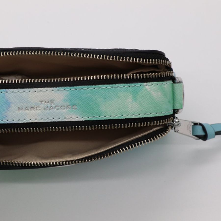 MARC JACOBS 漸變藍色水彩 金屬銀 Logo 皮革 斜挎包 相機包 斜背包-10