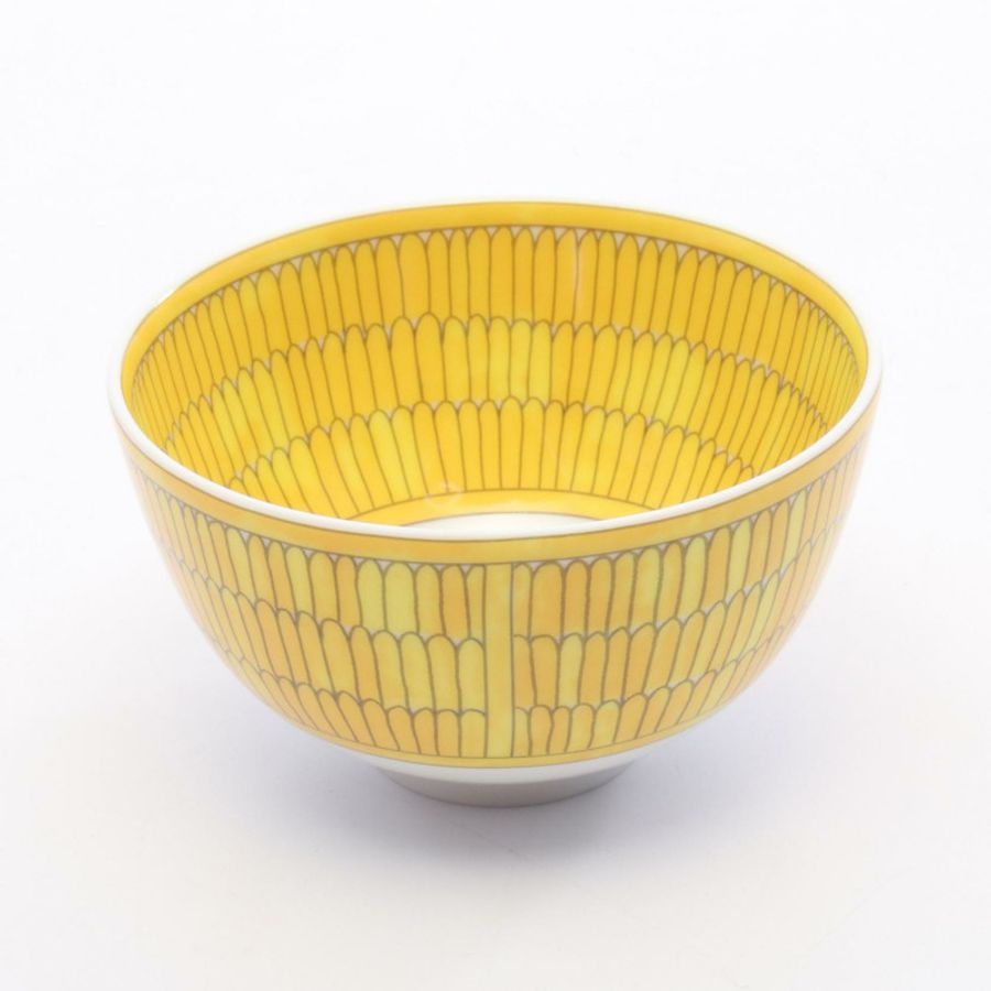 愛馬仕 Soleil d'Herms 碗 PM 餐具 陶器 黃白灰 二手 男女通用-1