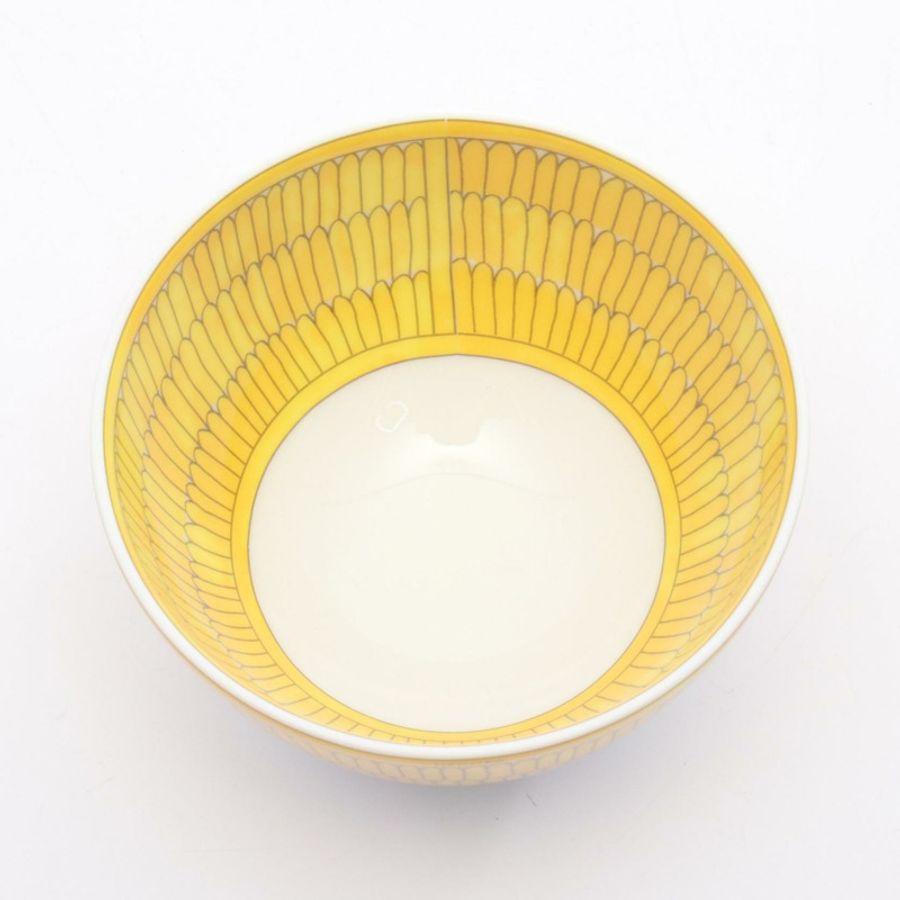 愛馬仕 Soleil d'Herms 碗 PM 餐具 陶器 黃白灰 二手 男女通用-2