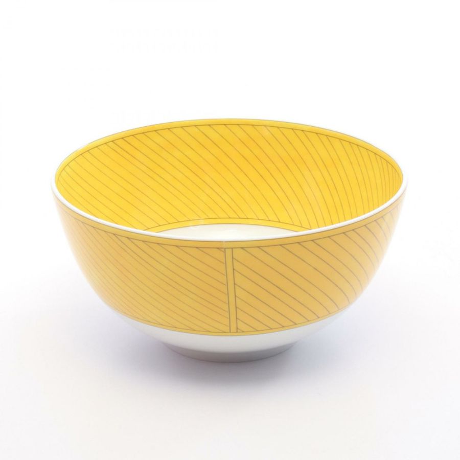 愛馬仕 Soleil d'Herms 碗 GM 餐具 陶器 黃白灰 二手 男女通用-1