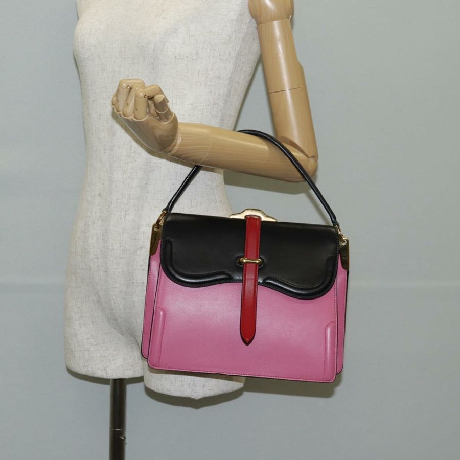 【日本直送】PRADA Bell 手提包 皮革 兩用 粉金配色 正品 141818M-26
