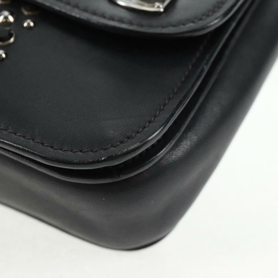 【日本直送】Miu Miu 鏈條單肩包 皮革 黑色 銀色 正品 138395V-17