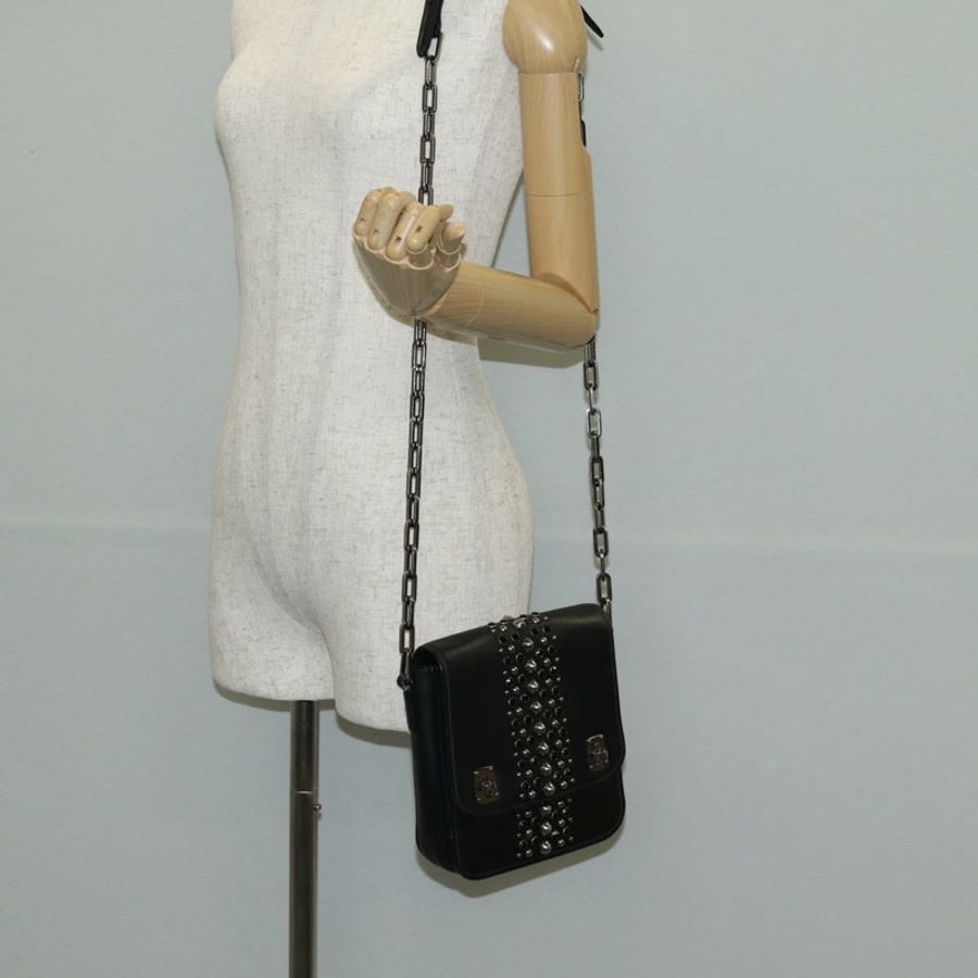 【日本直送】Miu Miu 鏈條單肩包 皮革 黑色 銀色 正品 138395V-28