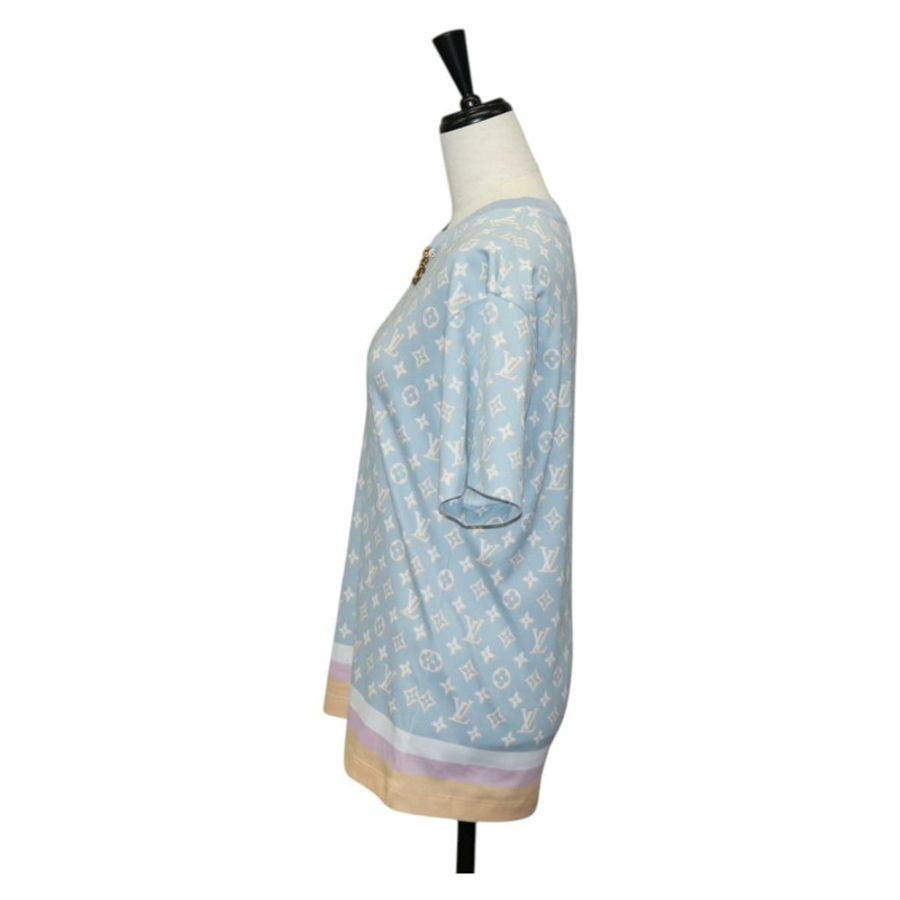 【日本直送】路易威登 Monogram 短袖T卹,純棉,淺藍色,LV正品,貨號136319M-2