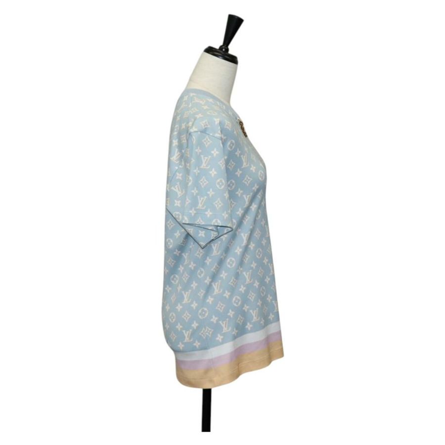 【日本直送】路易威登 Monogram 短袖T卹,純棉,淺藍色,LV正品,貨號136319M-3