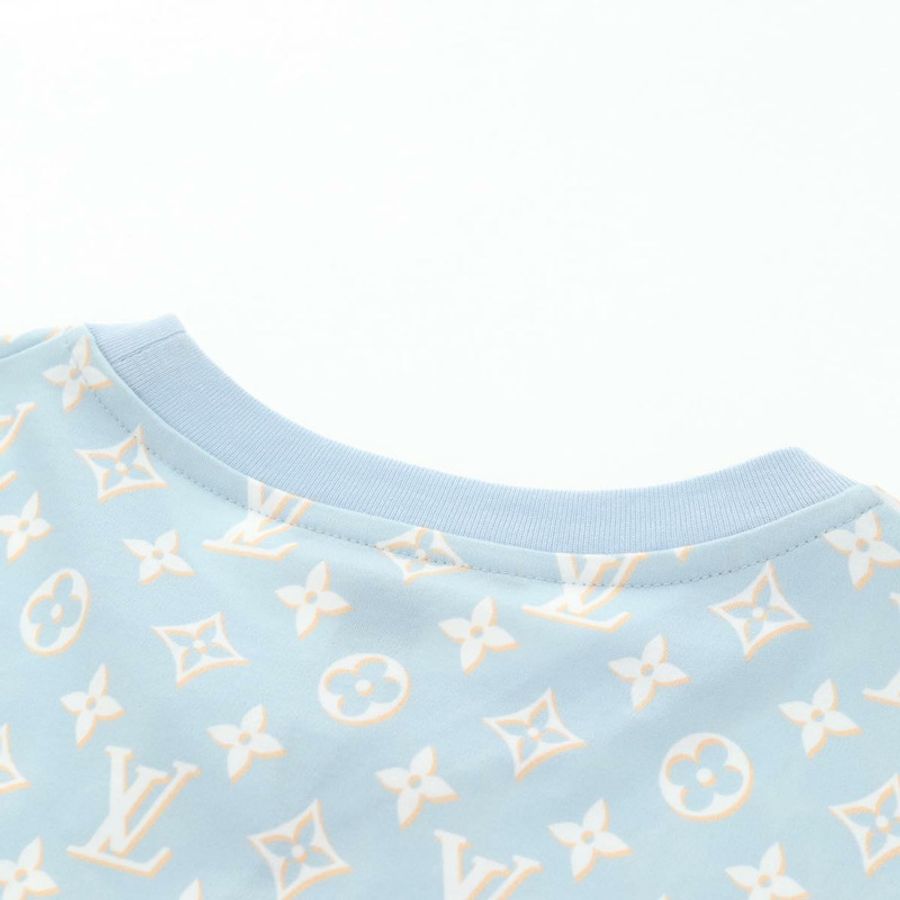 【日本直送】路易威登 Monogram 短袖T卹,純棉,淺藍色,LV正品,貨號136319M-8