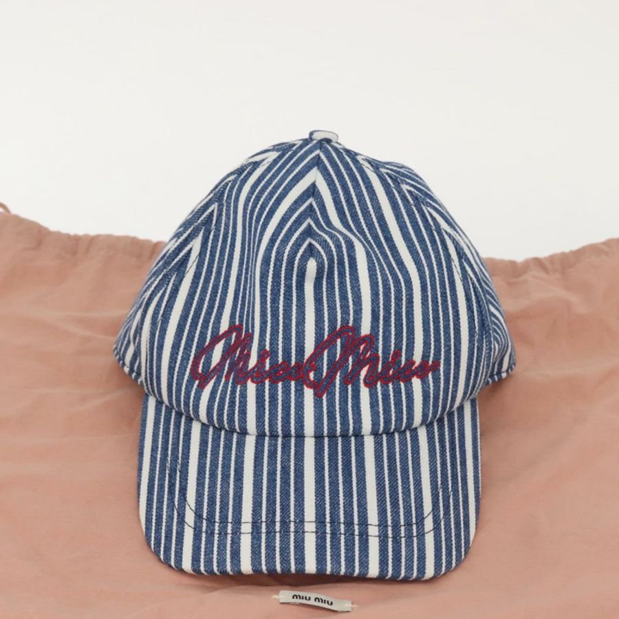 【日本直送】Miu Miu 牛仔布棒球帽 M 藍色 正品 141183M-11