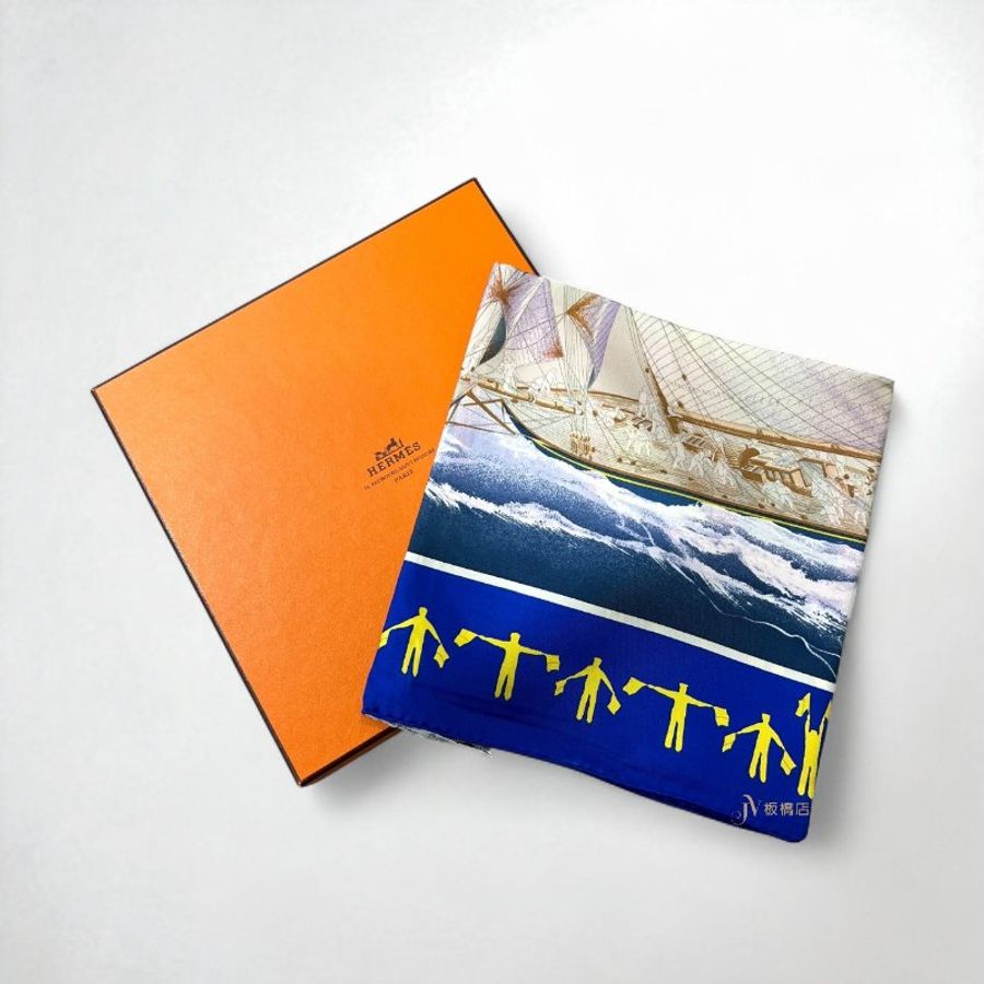 JS1049-Hermes藍粉航海圖絲巾-0