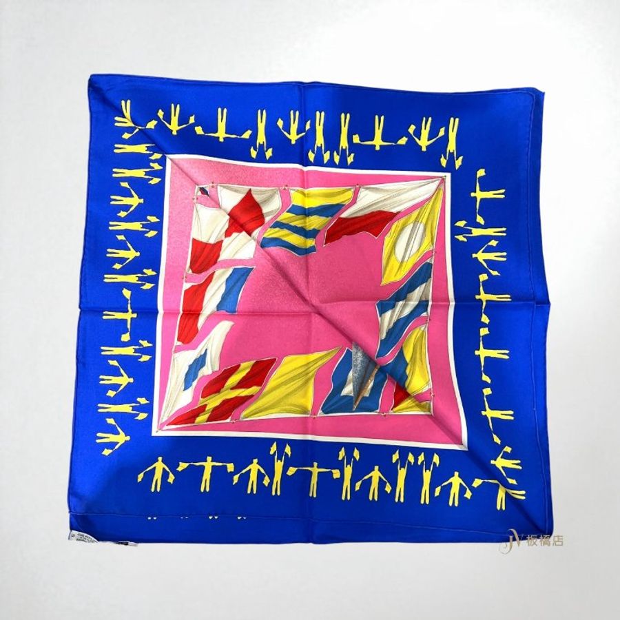 JS1049-Hermes藍粉航海圖絲巾-1