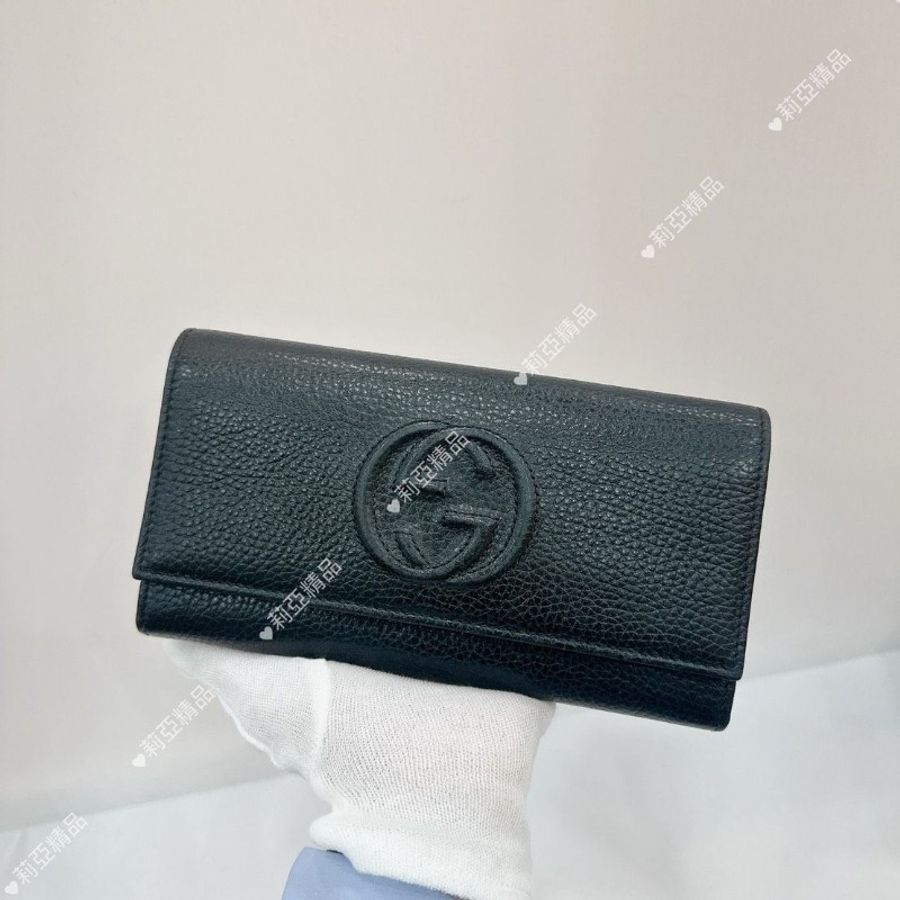 莉亞精品♡Gucci Soho長夾 黑 二手美品-1
