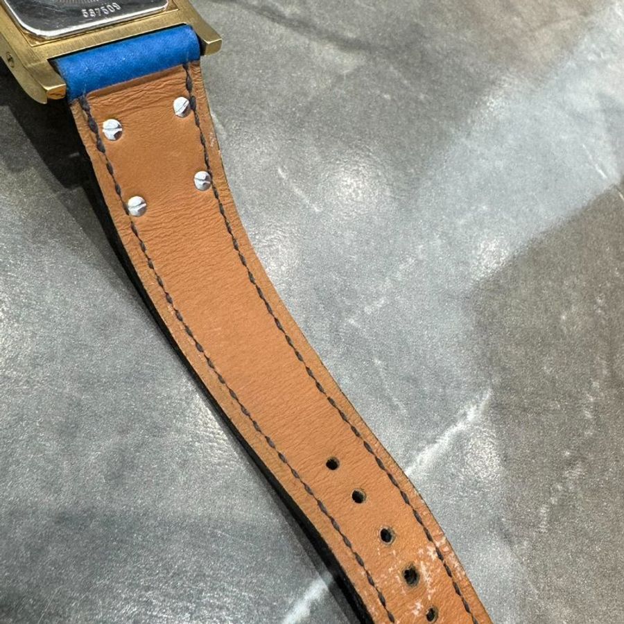 Hermès 藍色全皮金釦 CDC手環-4