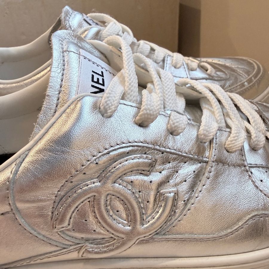 Chanel✨Air force AF1 空軍一號 休閒鞋板鞋 銀色 #40 /WG45079-14