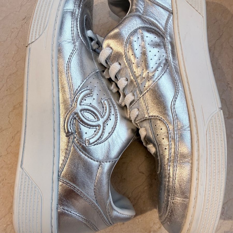 Chanel✨Air force AF1 空軍一號 休閒鞋板鞋 銀色 #40 /WG45079-18