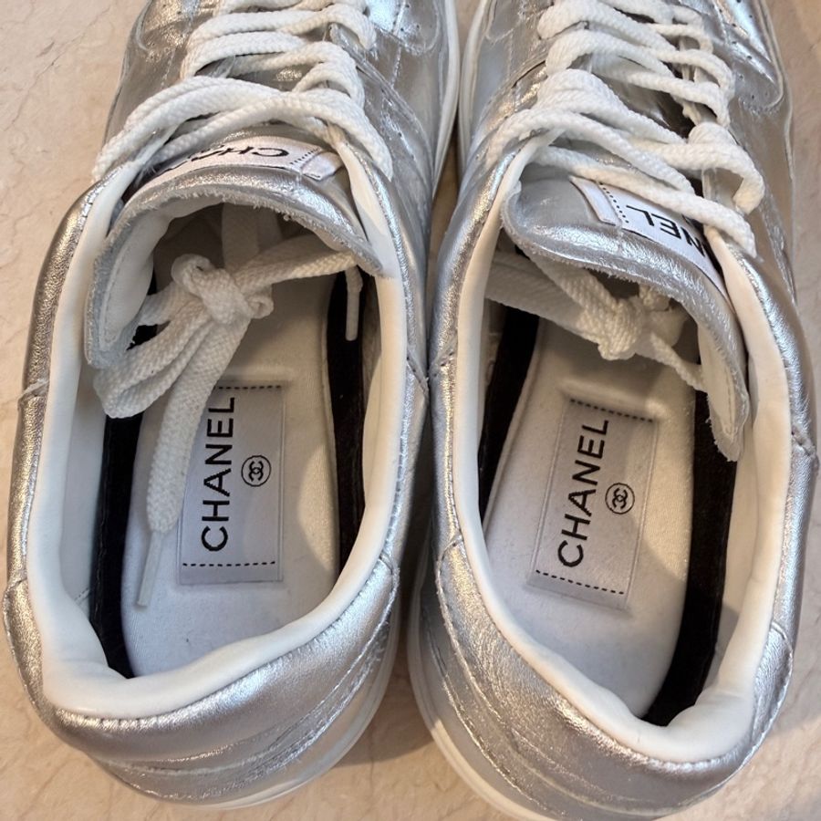 Chanel✨Air force AF1 空軍一號 休閒鞋板鞋 銀色 #40 /WG45079-22