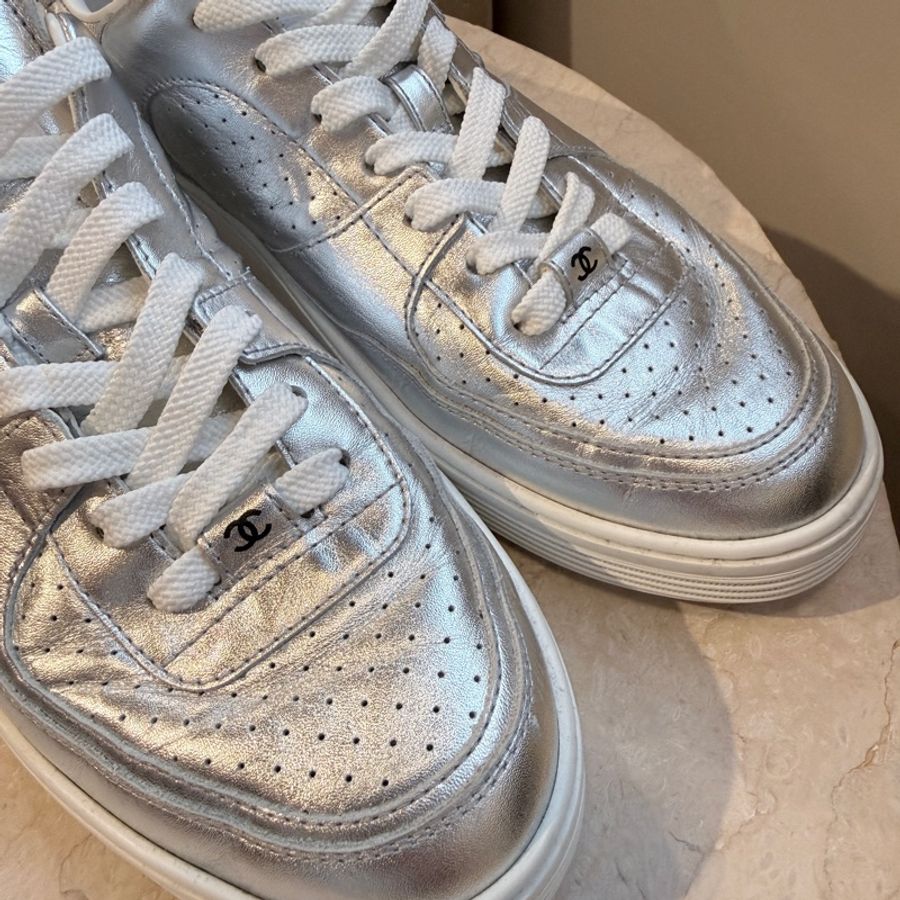 Chanel✨Air force AF1 空軍一號 休閒鞋板鞋 銀色 #40 /WG45079-27