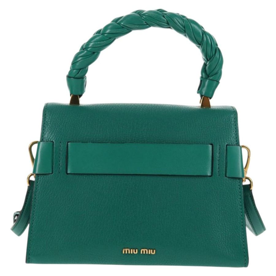 【日本直送】Miu Miu Matelasse 手提包 皮革 2way 綠金 正品 143983M-1