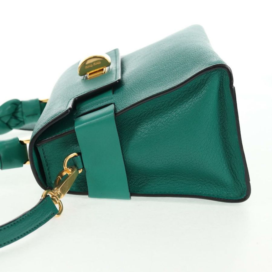 【日本直送】Miu Miu Matelasse 手提包 皮革 2way 綠金 正品 143983M-2