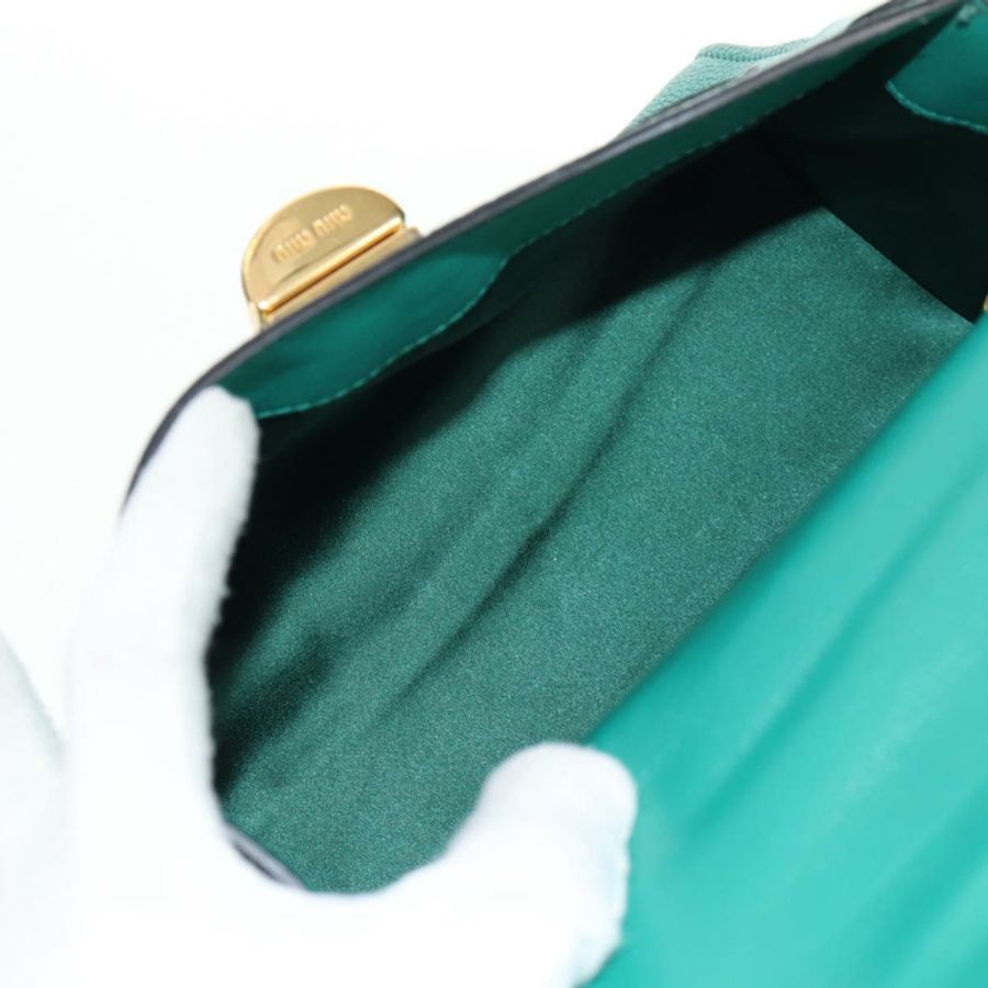 【日本直送】Miu Miu Matelasse 手提包 皮革 2way 綠金 正品 143983M-8