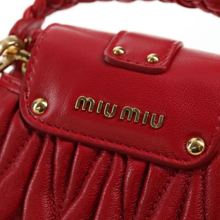 【日本直送】Miu Miu Matelasse 鏈條單肩包,皮革材質,紅色金色,正品,貨號 128161M-20