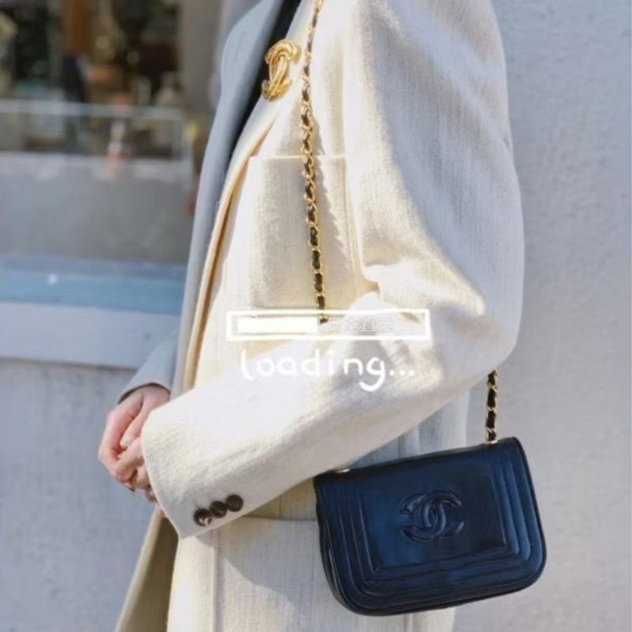 chanel vintage 香奈兒 黑金 mini 鍊條包 斜背包 肩背包 鏈條包 側背包-10