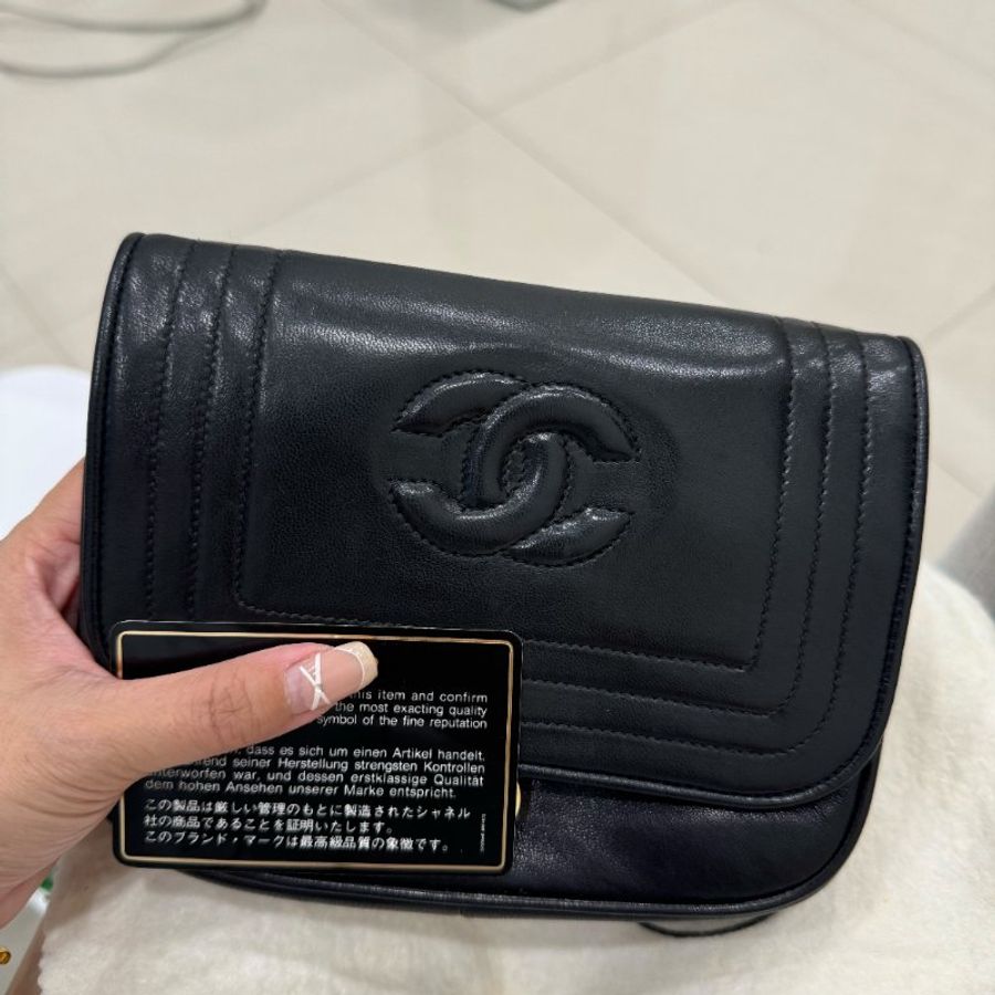 chanel vintage 香奈兒 黑金 mini 鍊條包 斜背包 肩背包 鏈條包 側背包-20