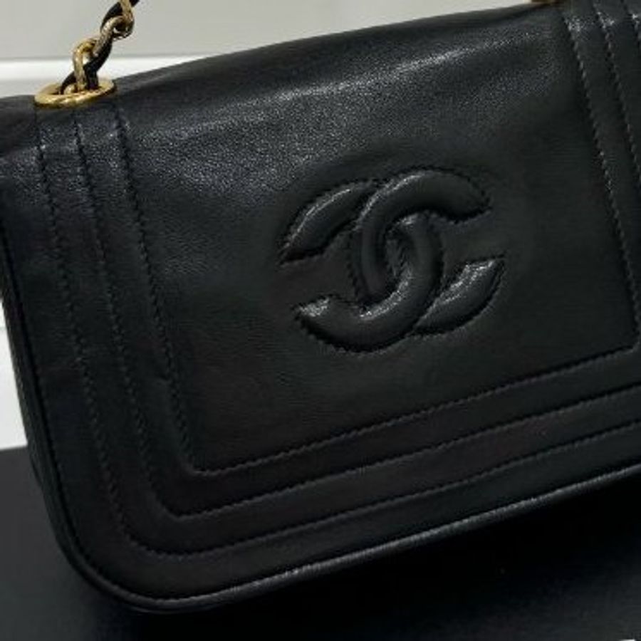 chanel vintage 香奈兒 黑金 mini 鍊條包 斜背包 肩背包 鏈條包 側背包-25
