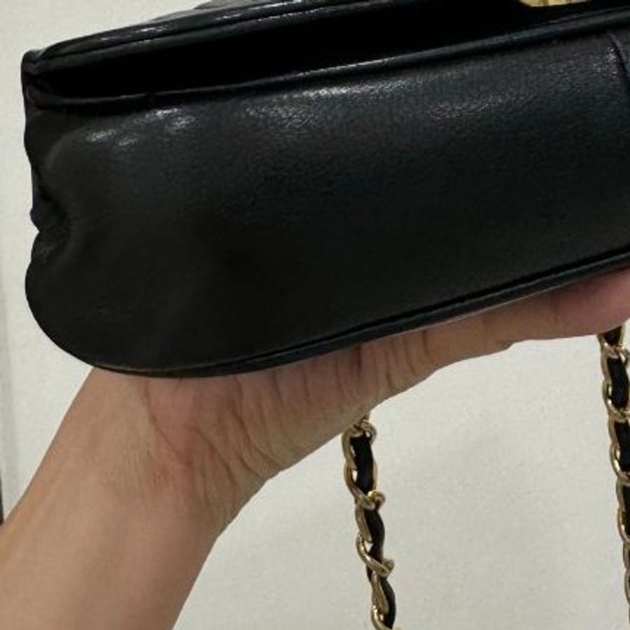 chanel vintage 香奈兒 黑金 mini 鍊條包 斜背包 肩背包 鏈條包 側背包-29