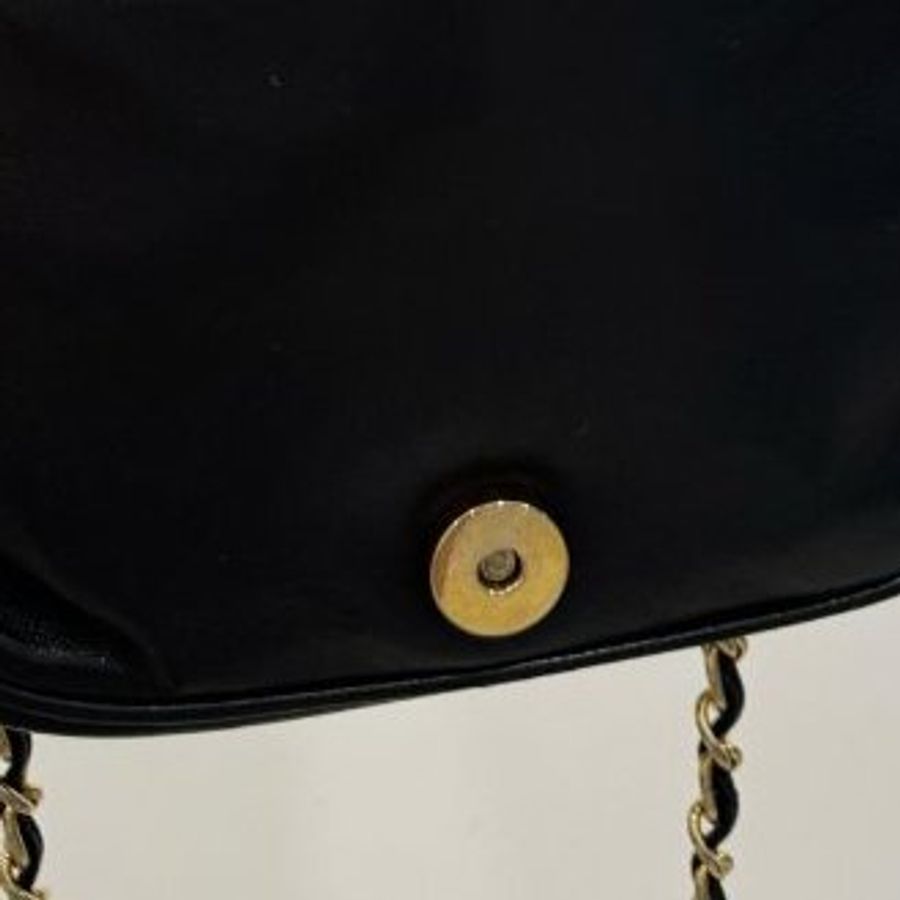 chanel vintage 香奈兒 黑金 mini 鍊條包 斜背包 肩背包 鏈條包 側背包-33