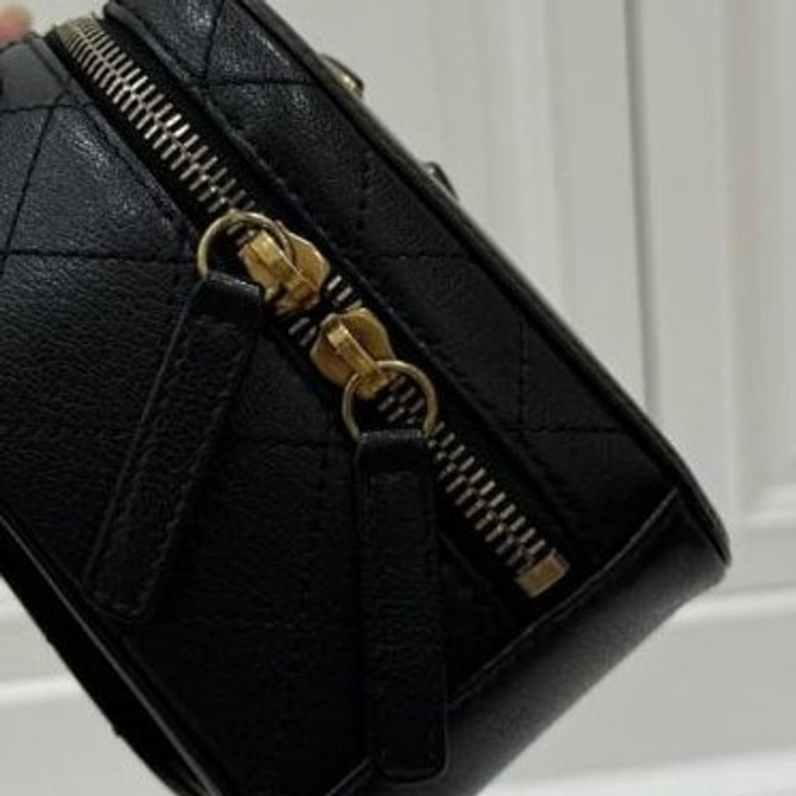 香奈兒 CHANEL 黑色 金鍊 荔枝紋牛皮 復古 相機包 斜背包 手提包 肩背包 側背包 鍊條包 帶鍊包-26