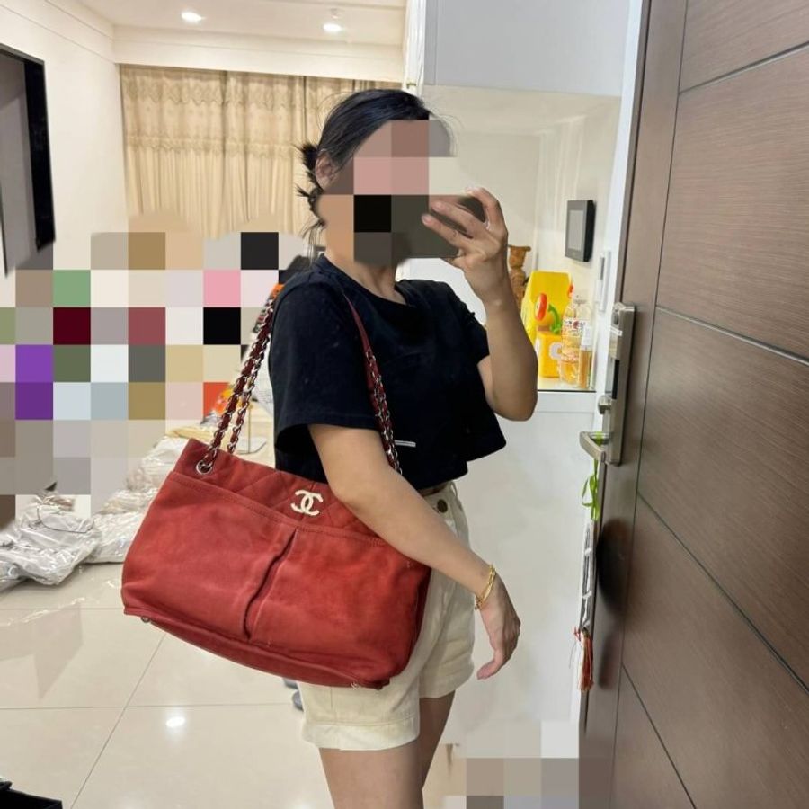Chanel 香奈兒 紅 牛皮 雙鍊 托特包 肩背包 斜背包 電腦包 手提包 公事包-2